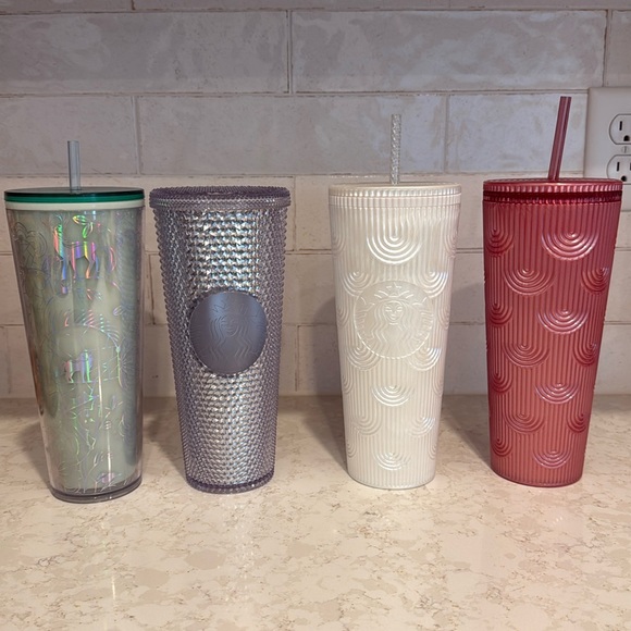 Starbucks Other - Starbucks Tumblers - Iridescent, White, Silver and Red